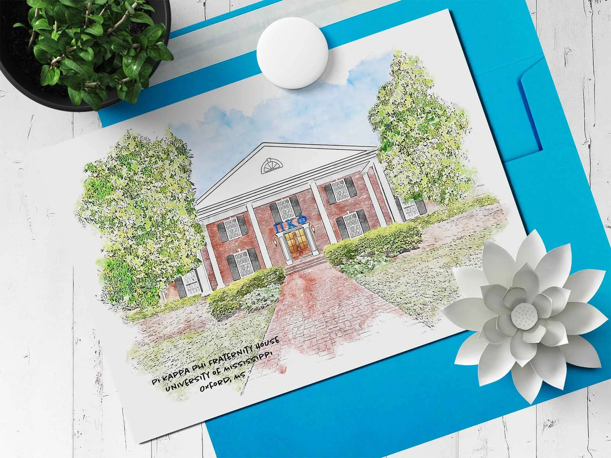 Pi Kappa Phi Fraternity House at Ole Miss Note Card.jpg