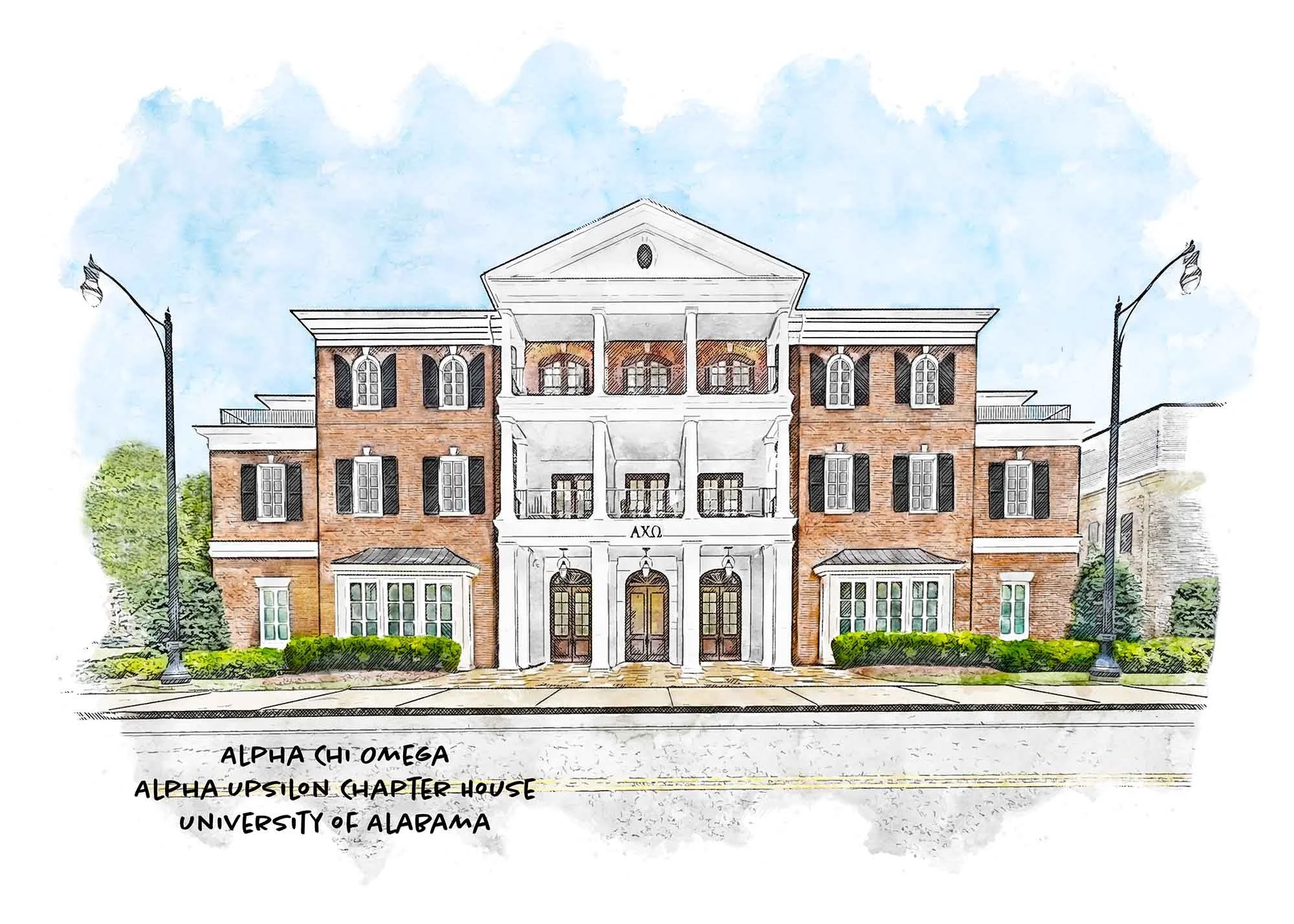 Alpha Chi Omega House at the University of Alabama Print.jpg