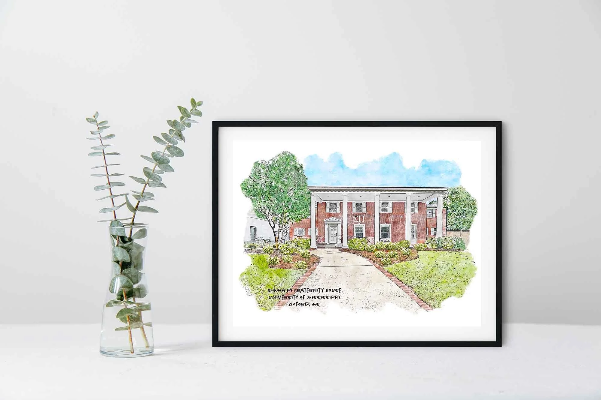 Sigma Pi Fraternity House at Ole Miss Framed Print.jpg