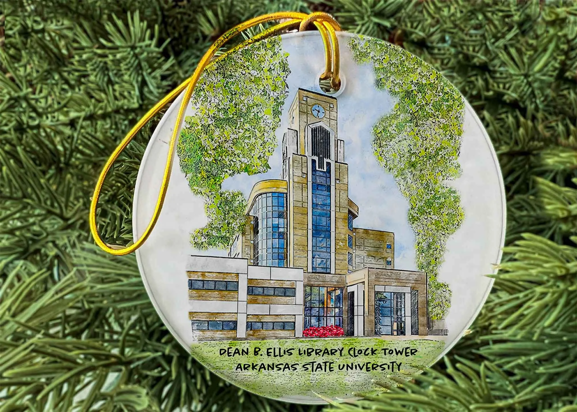 Dean B Ellis Library Clock Tower at ASTATE Ornament.jpg