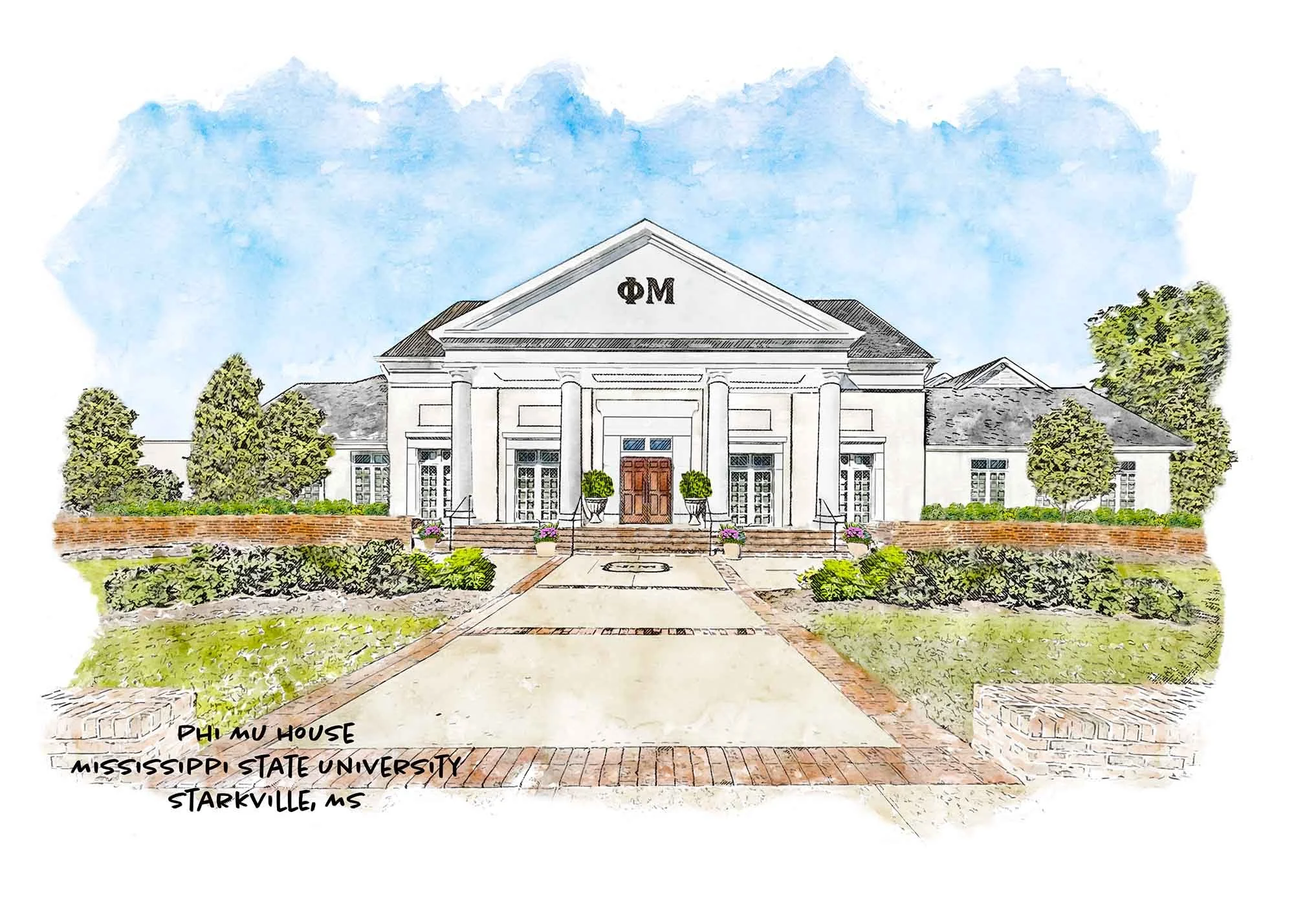 Phi Mu House at Mississippi State University Print.jpg