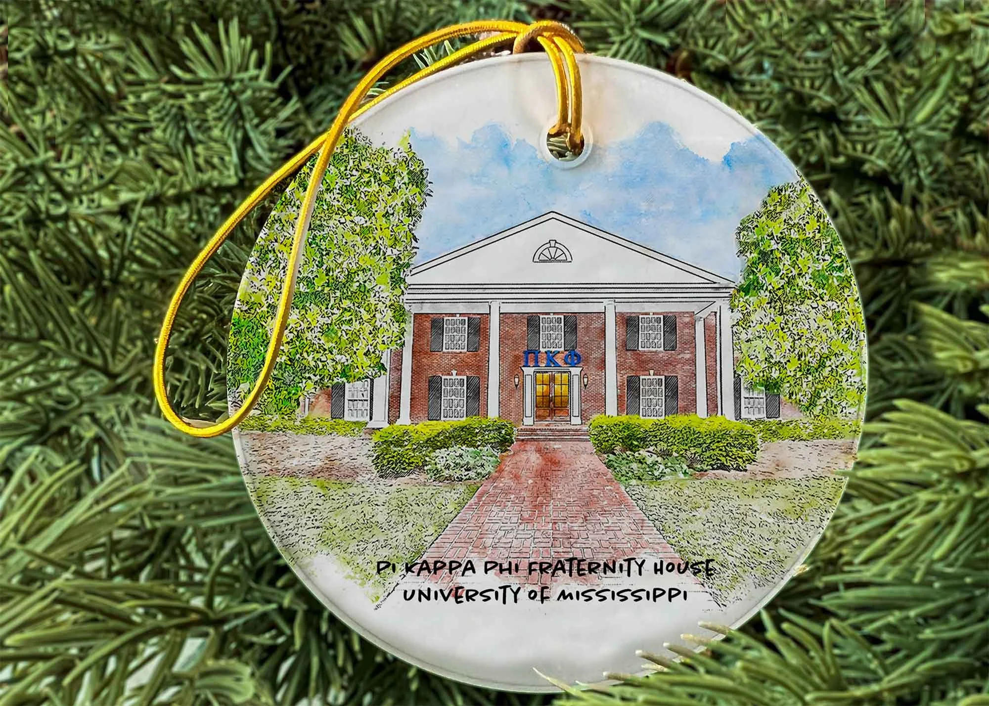 Pi Kappa Phi Fraternity House at Ole Miss Ornament.jpg