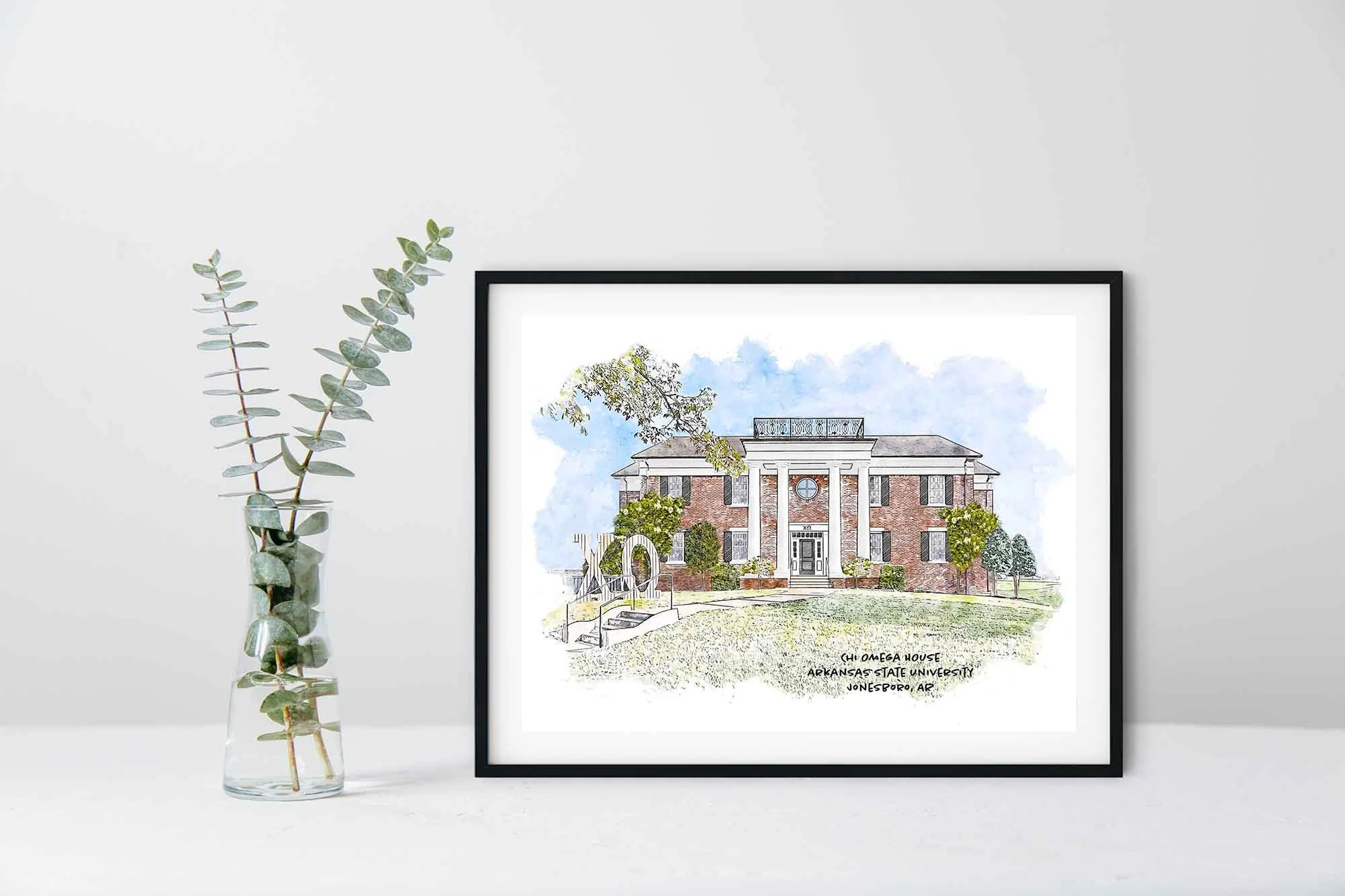 Chi Omega House at A-State Framed Print.jpg