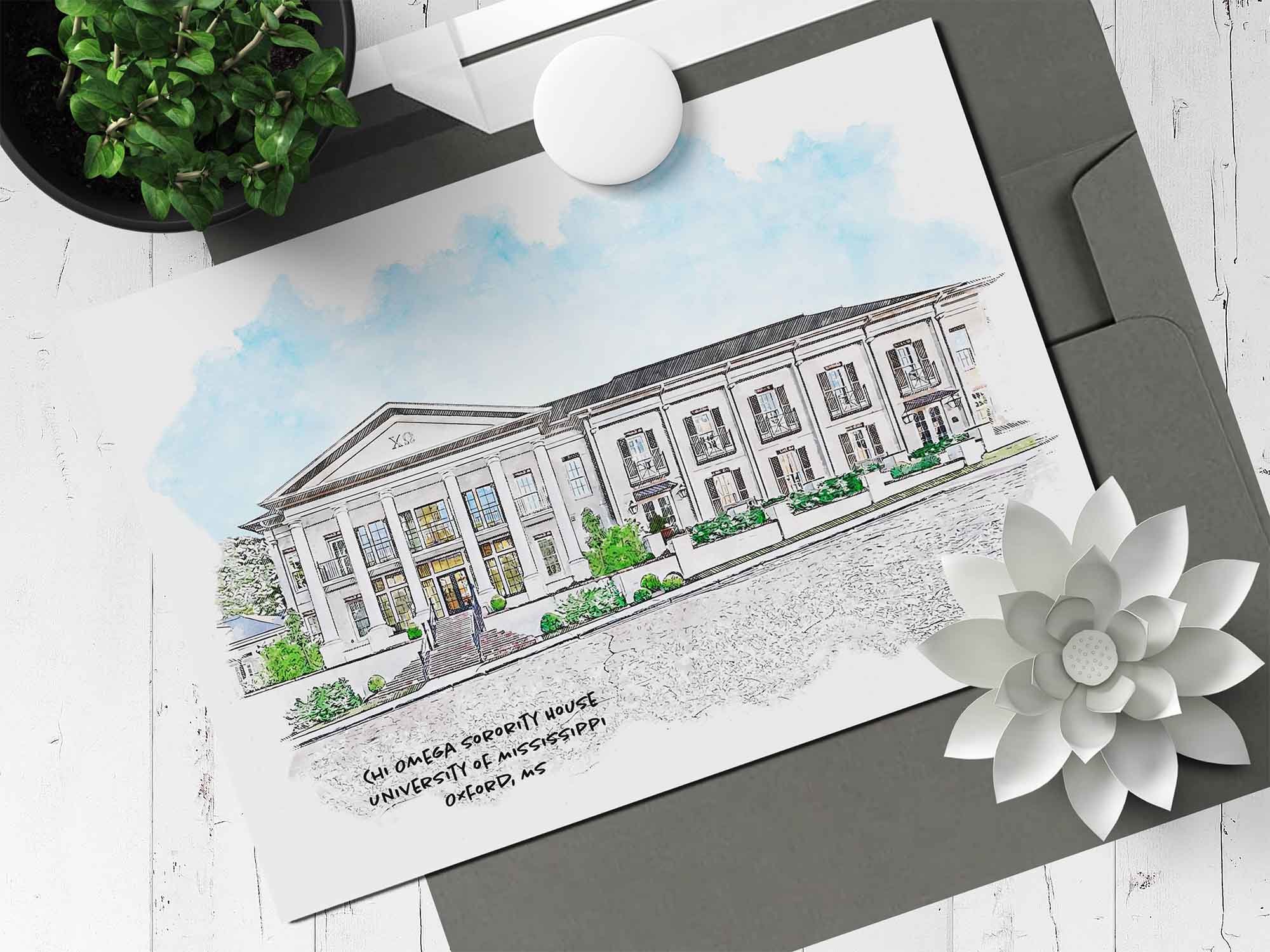 Chi Omega Sorority House at Ole Miss Note Card.jpg