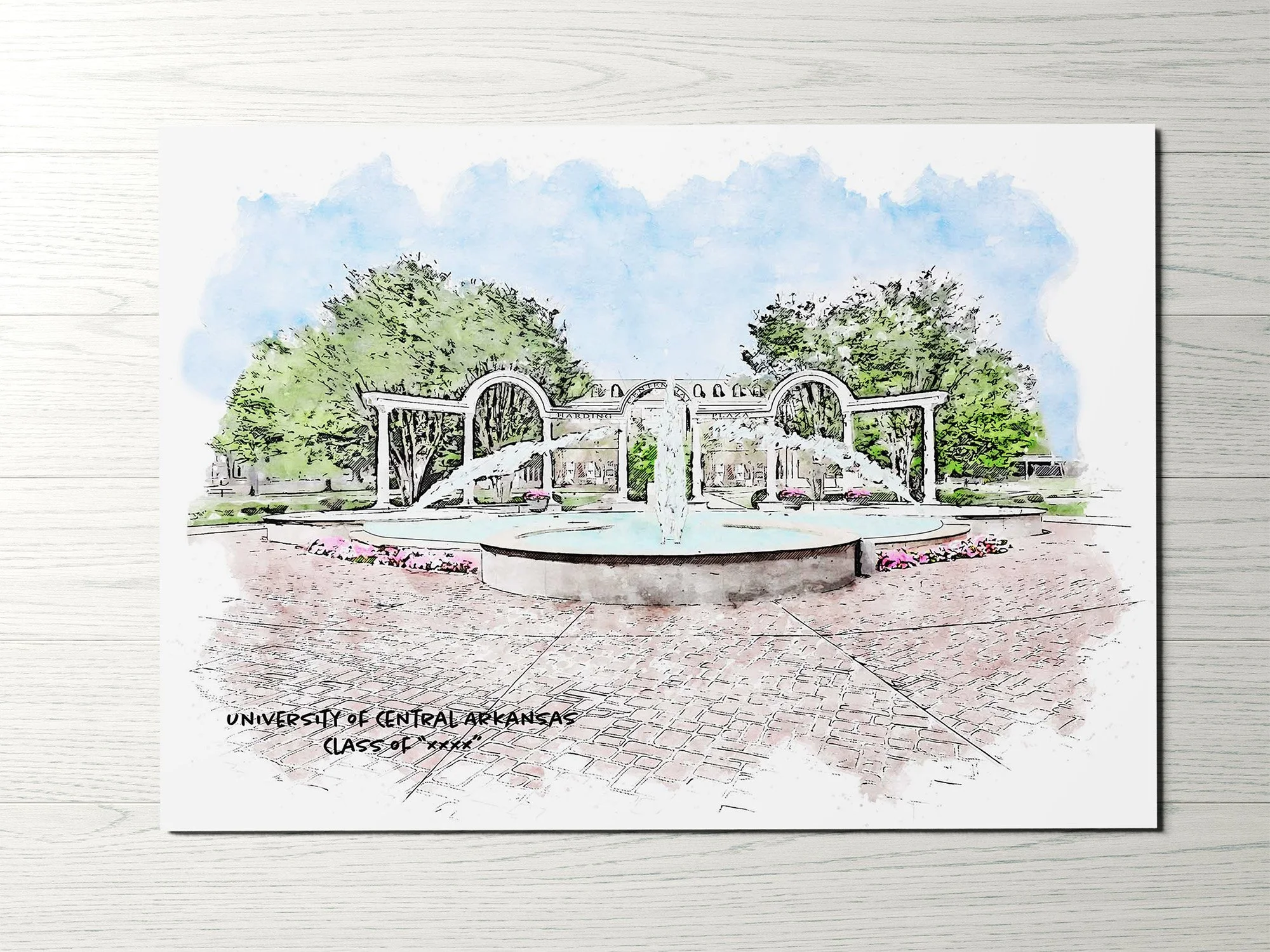 Harding Centennial Plaza at UCA Graduation Year Print_WoodHorizontal.jpg