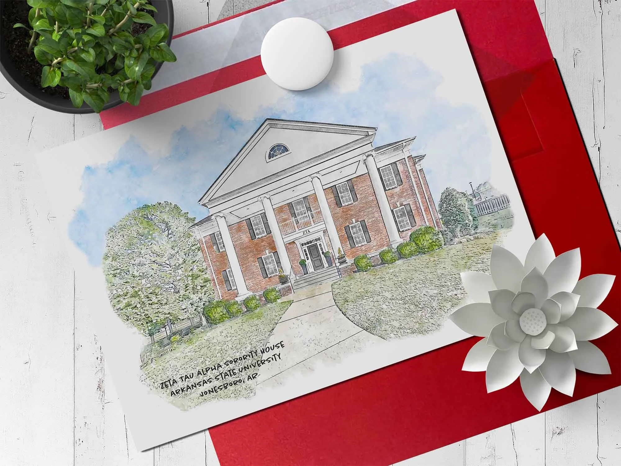 Zeta Tau Alpha Sorority House at A-State Note Card.jpg