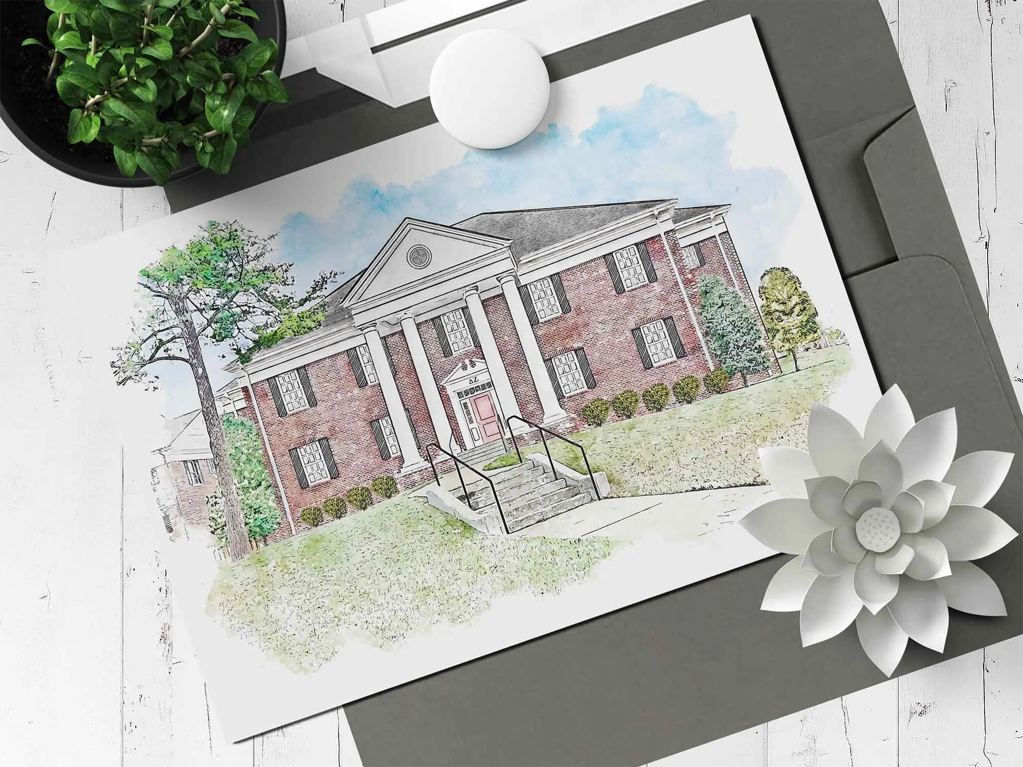 Delta Zeta Sorority House at A-State Note Card.jpg