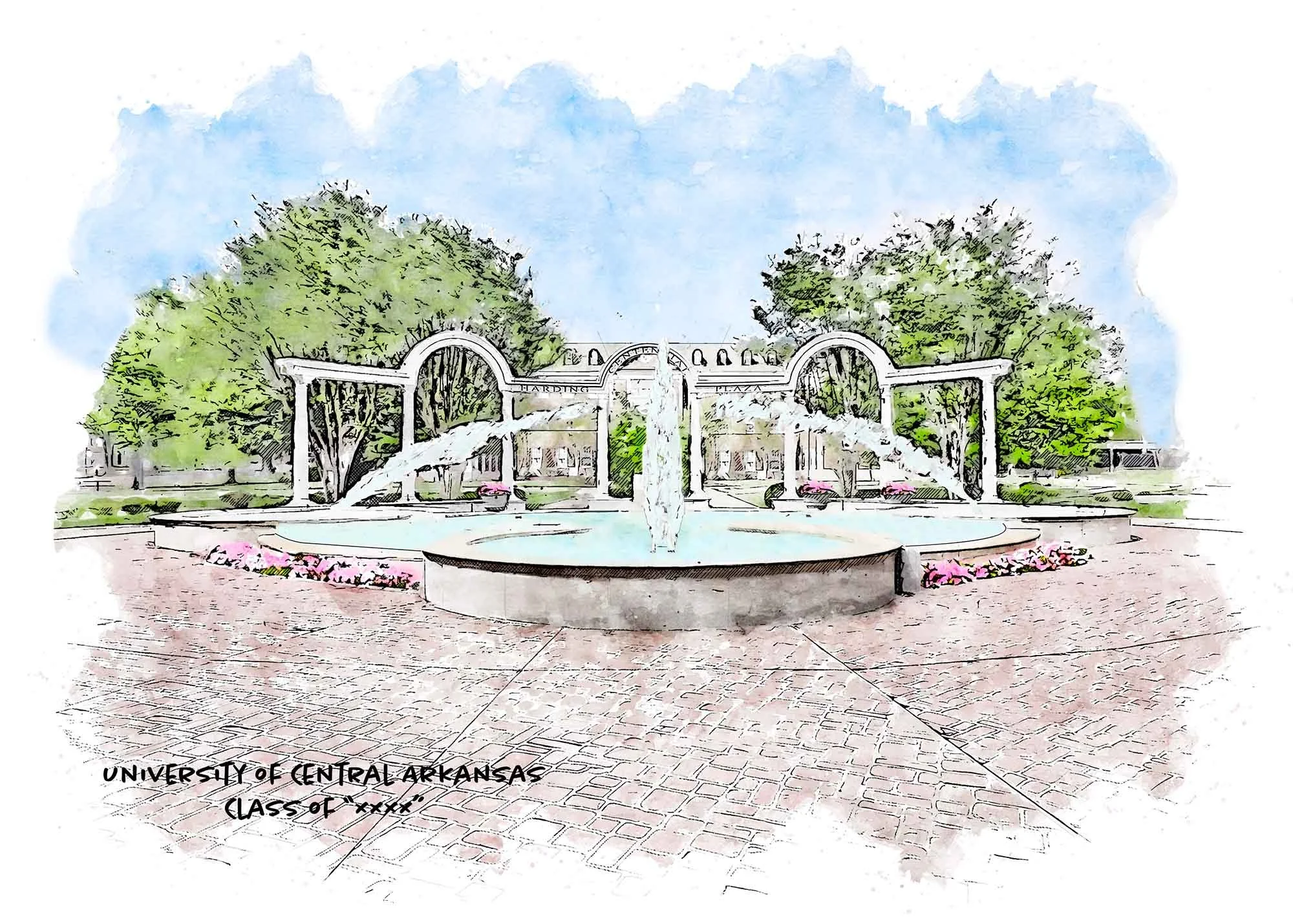 Harding Centennial Plaza at UCA Graduation Year Print.jpg