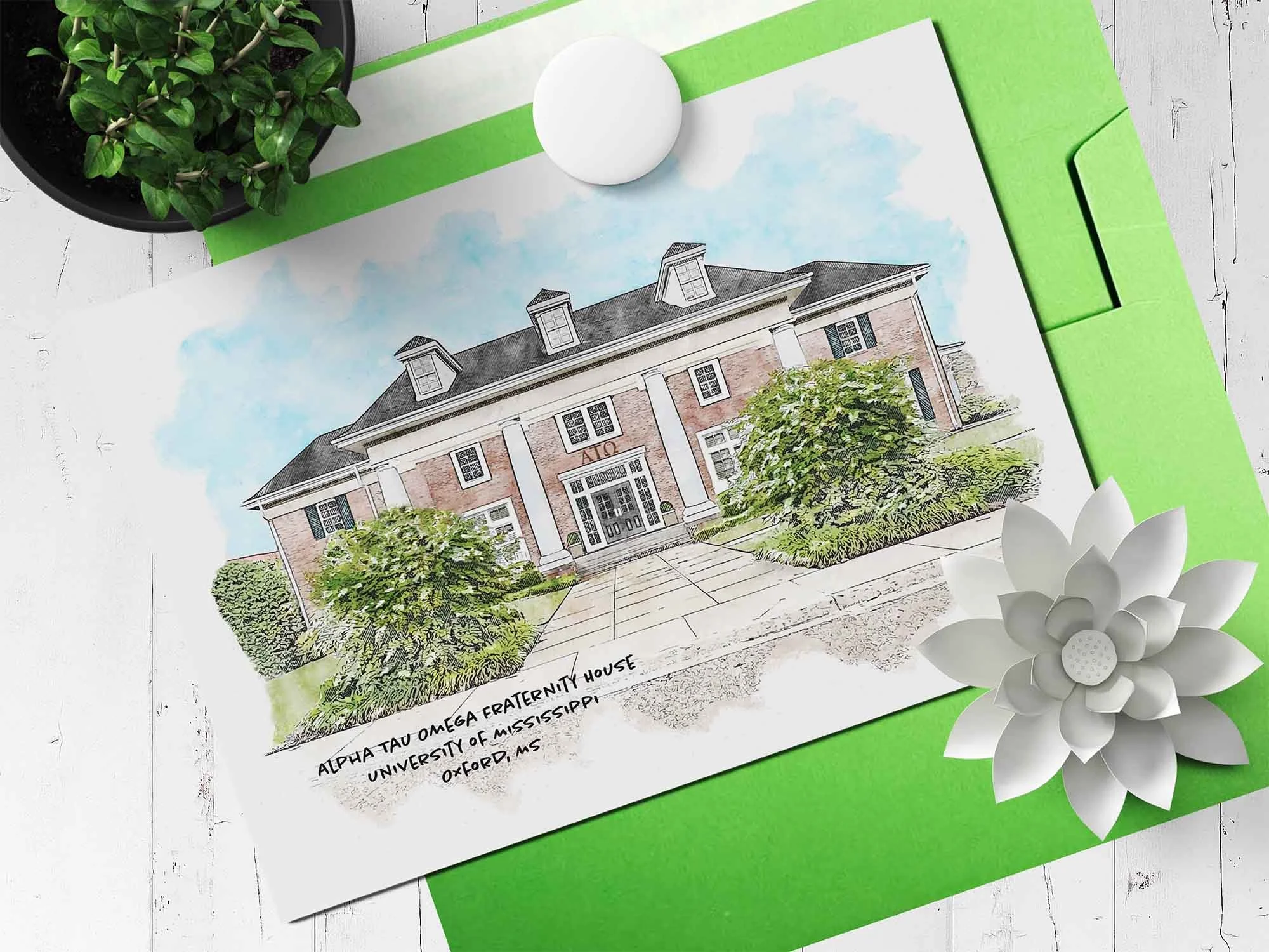 Alpha Tau Omega Fraternity House at Ole Miss Note Card.jpg
