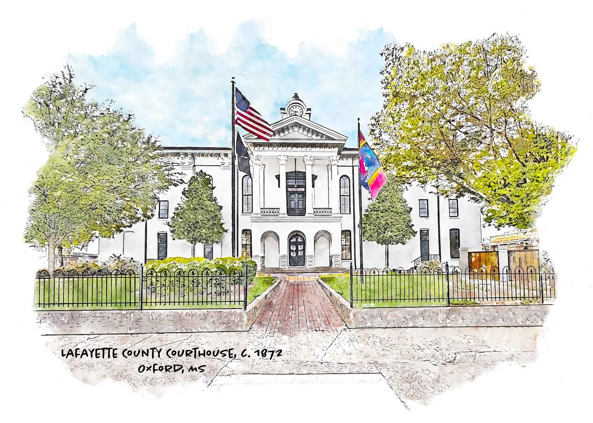 Lafayette County Courthouse – Oxford, Mississippi Art Prints and More
