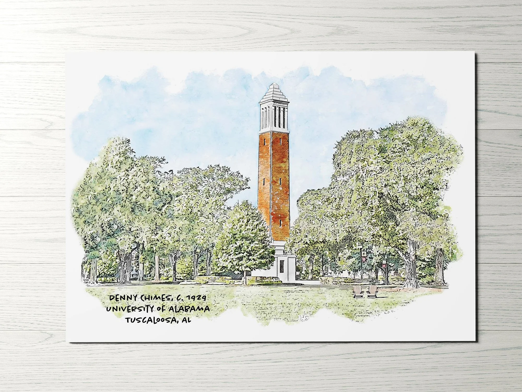 Denny Chimes at the University of Alabama Print_WoodHorizontal.jpg