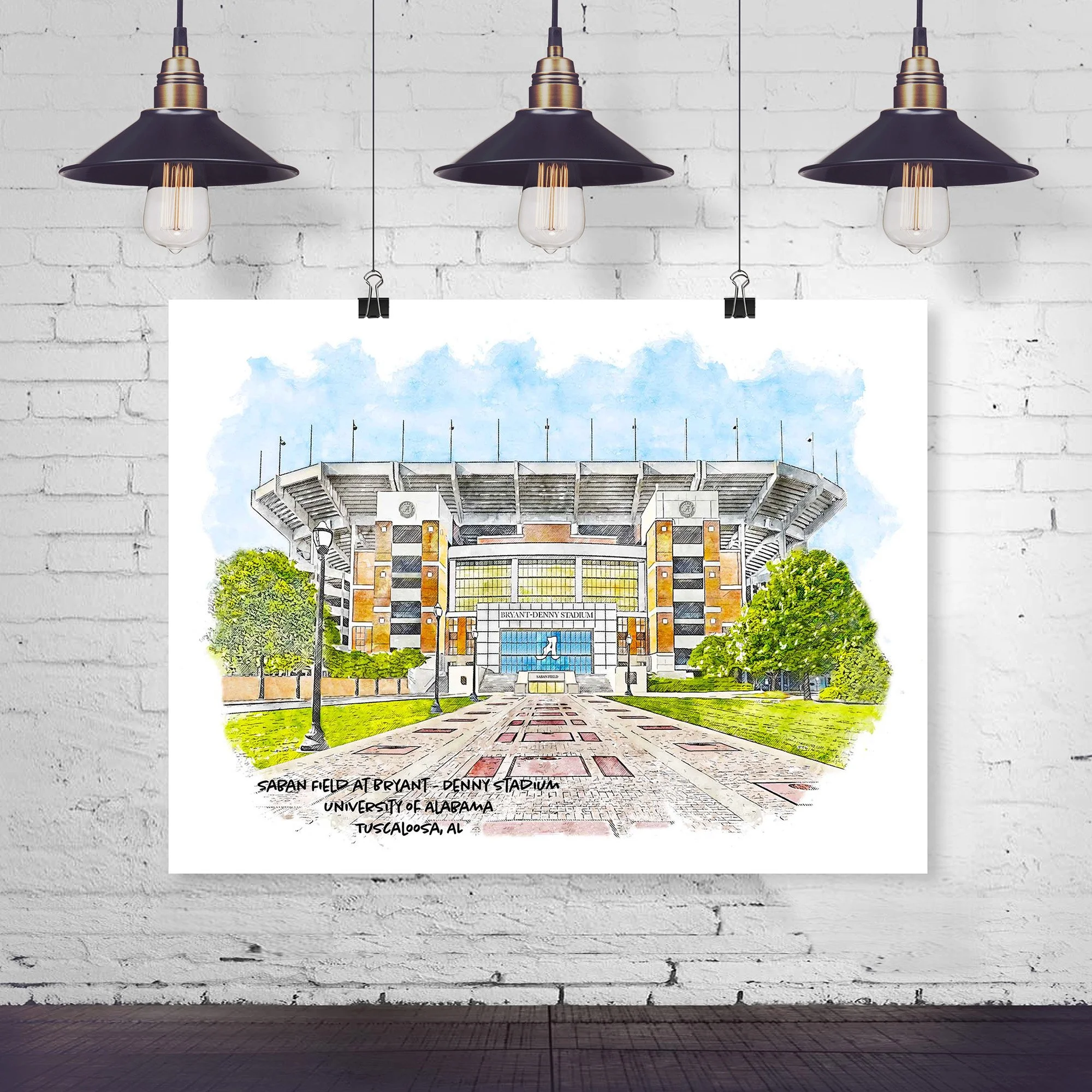 Bryant-Denny Stadium at the University of Alabama Print_17X22_horizontalmockupwithlights.jpg