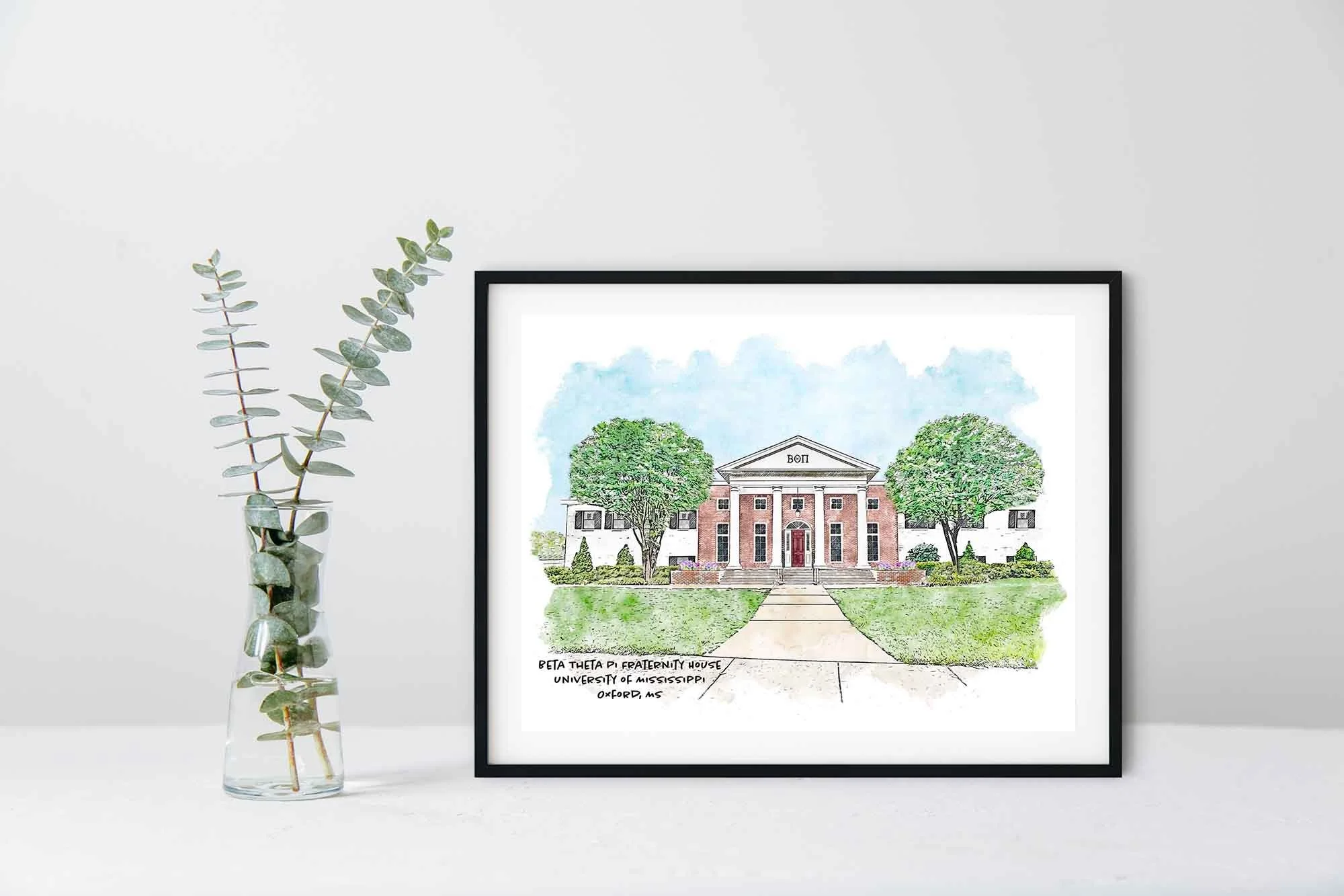 Beta Theta Pi Fraternity House at Ole Miss Framed Print.jpg