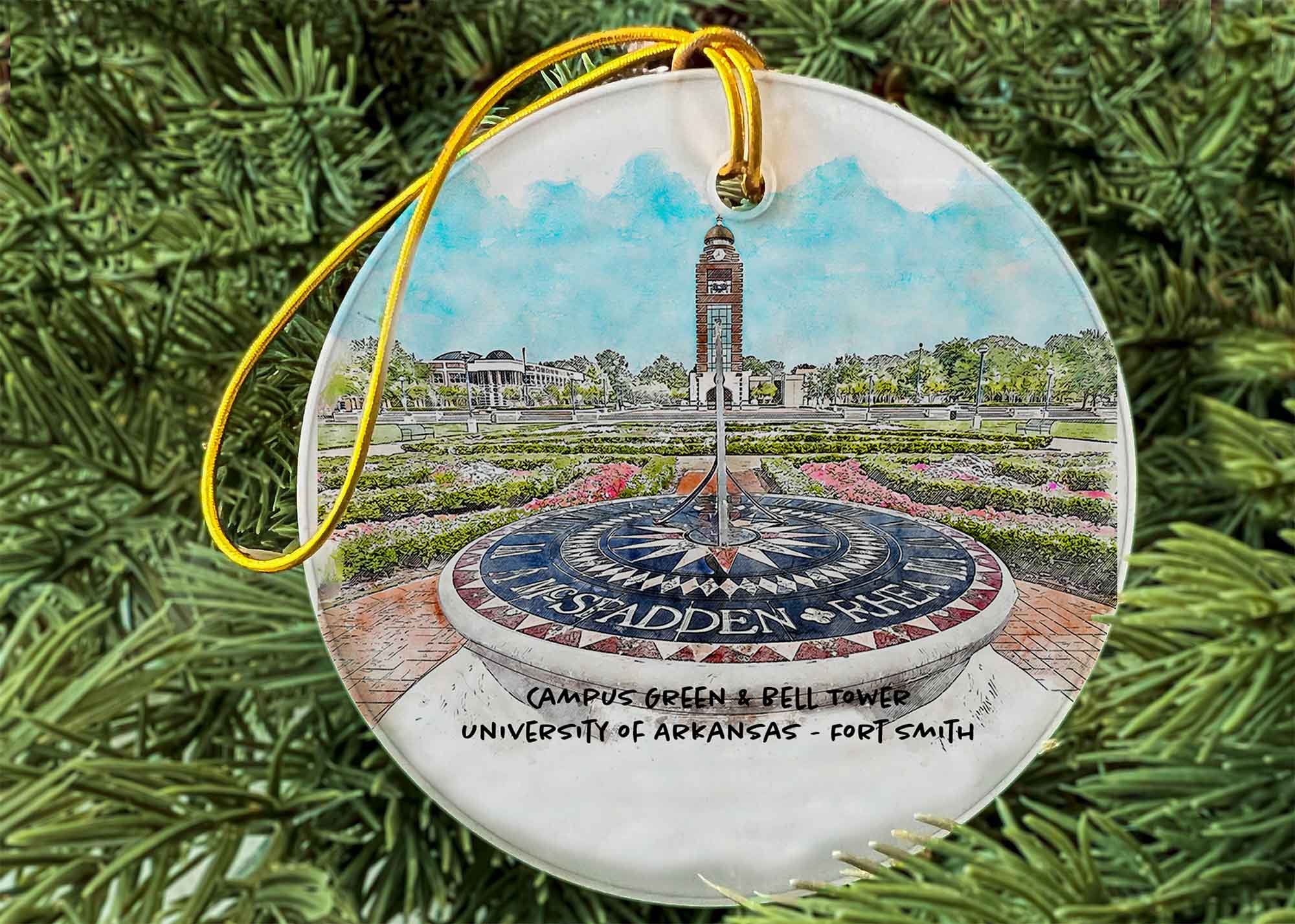 UAFS Campus Green_Glass Round Ornament.jpg