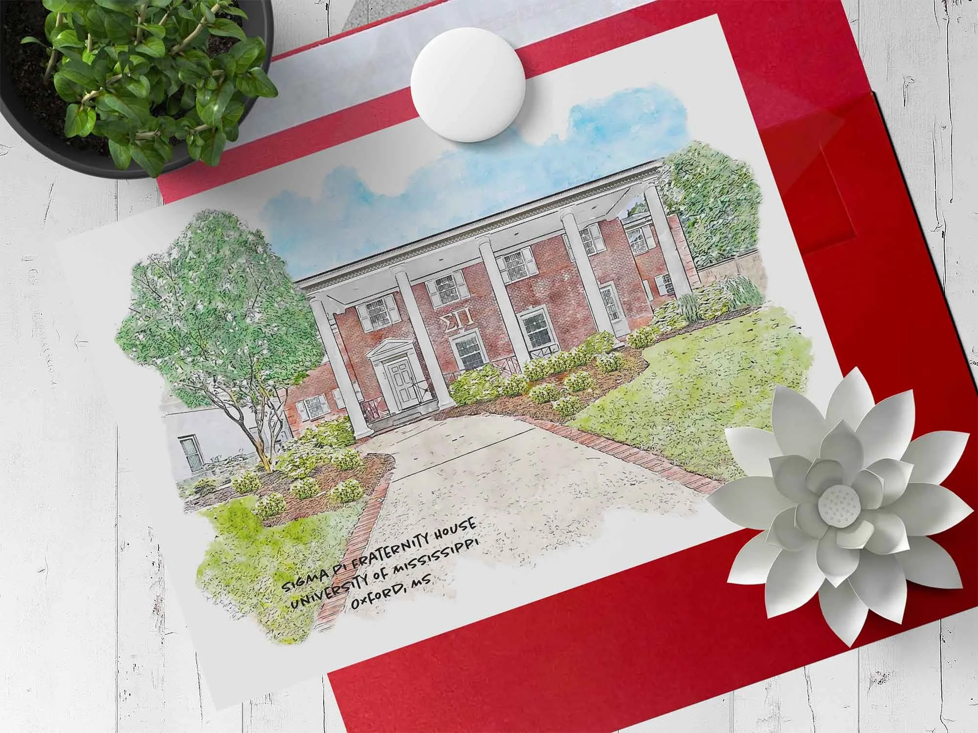 Sigma Pi Fraternity House at Ole Miss Note Card.jpg