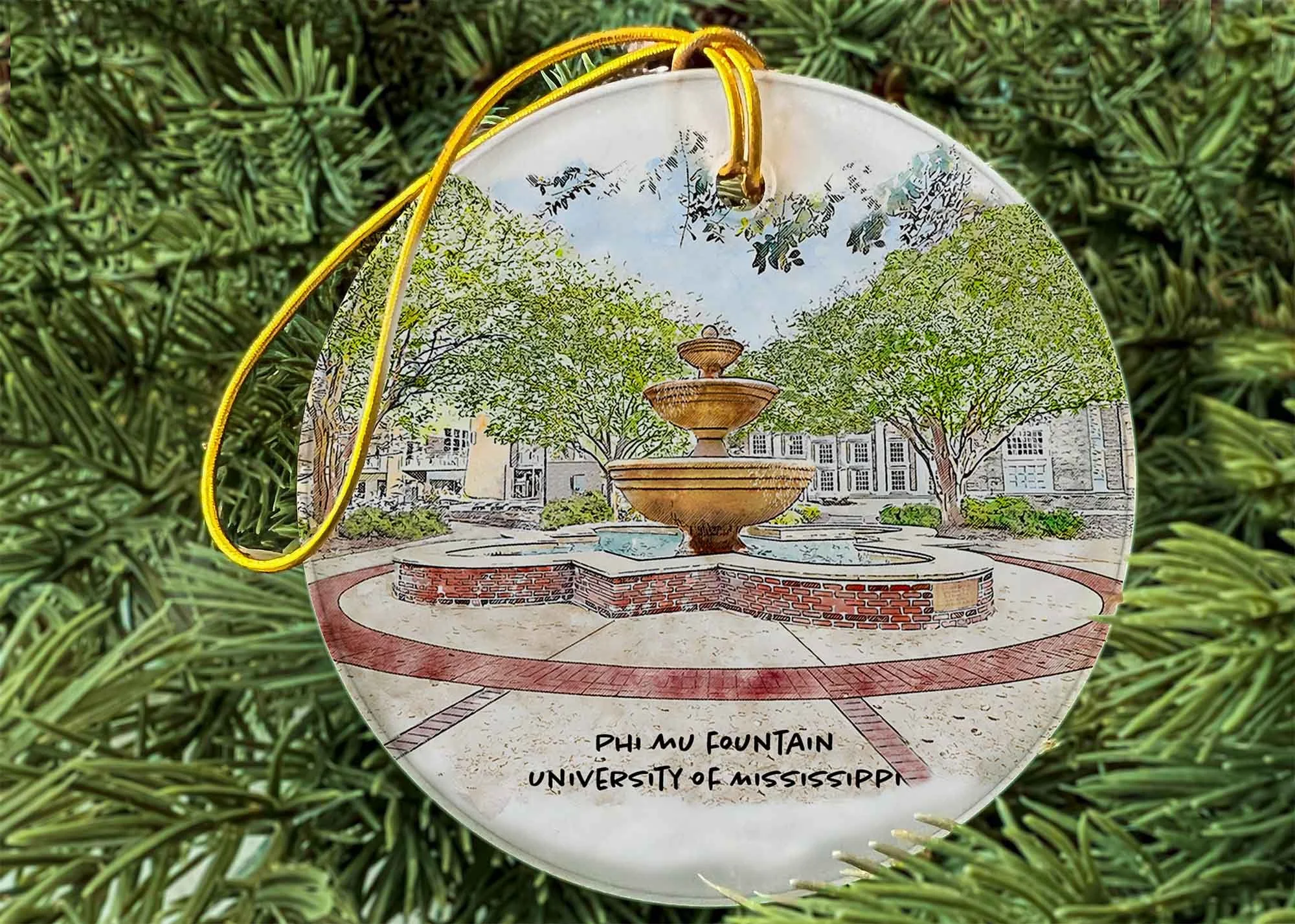 Phi Mu Fountain at Ole Miss Ornament.jpg