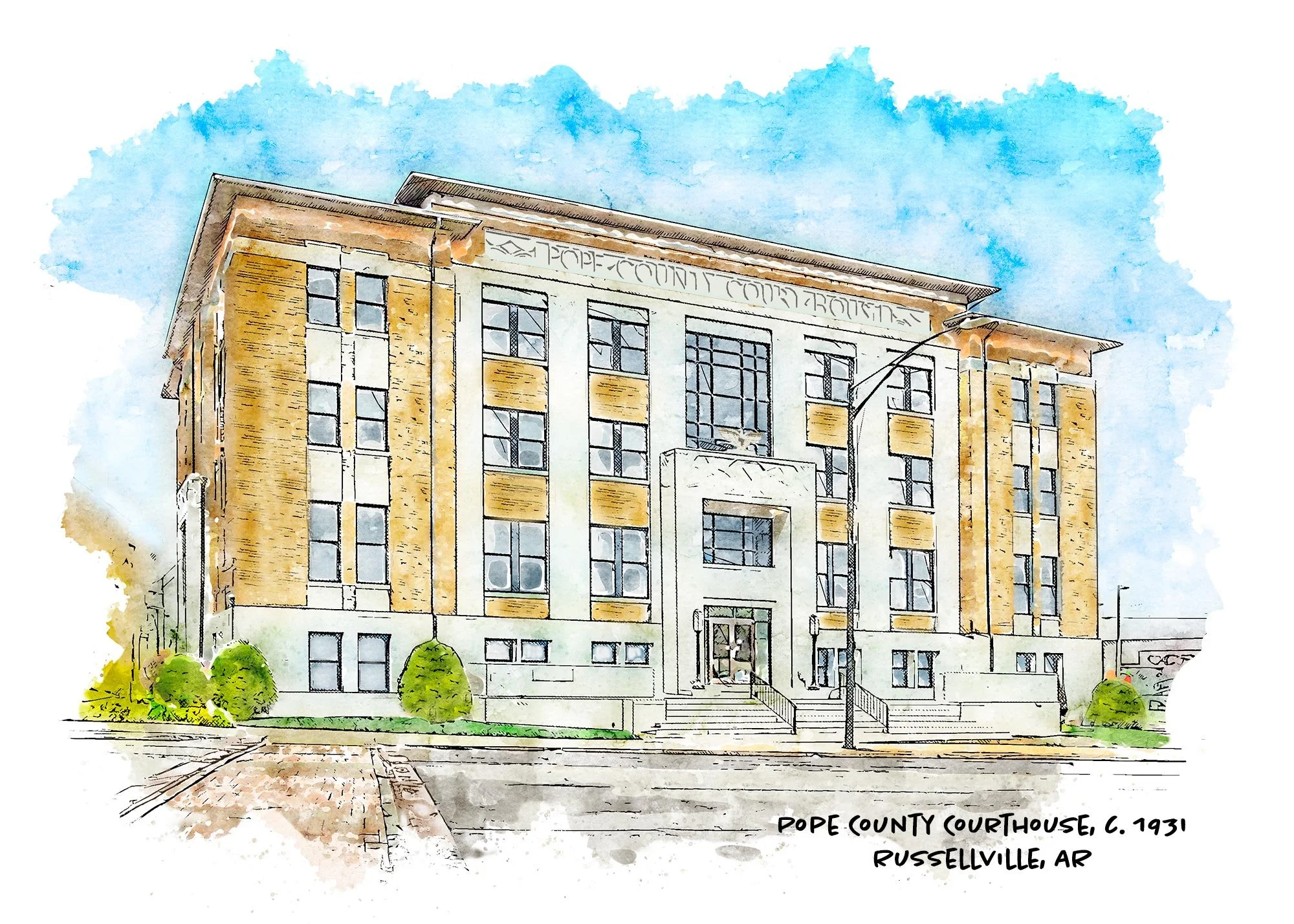 Pope County Courthouse, Russellville, Arkansas Art Print — She Studios
