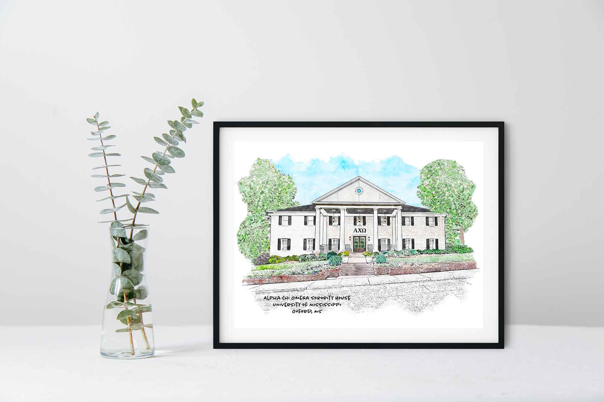 Alpha Chi Omega Sorority House at Ole Miss Framed Print.jpg