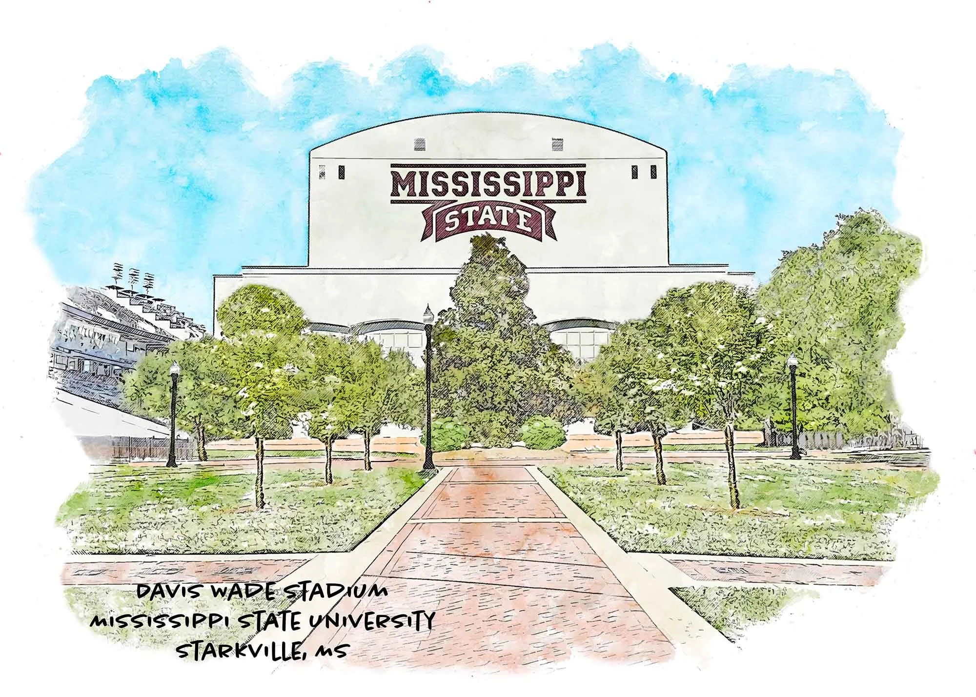 Davis Wade Stadium at Mississippi State University Print.jpg