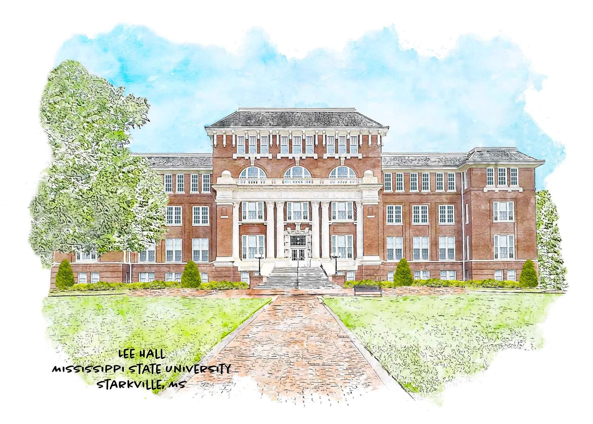 Lee Hall at the University of Mississippi State University Print.jpg