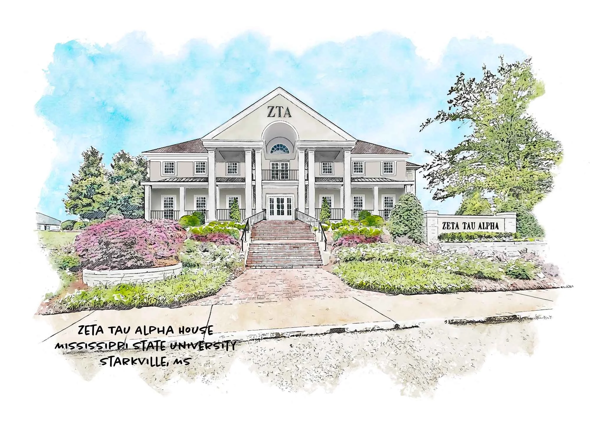 Zeta Tau Alpha House at Mississippi State University Print.jpg