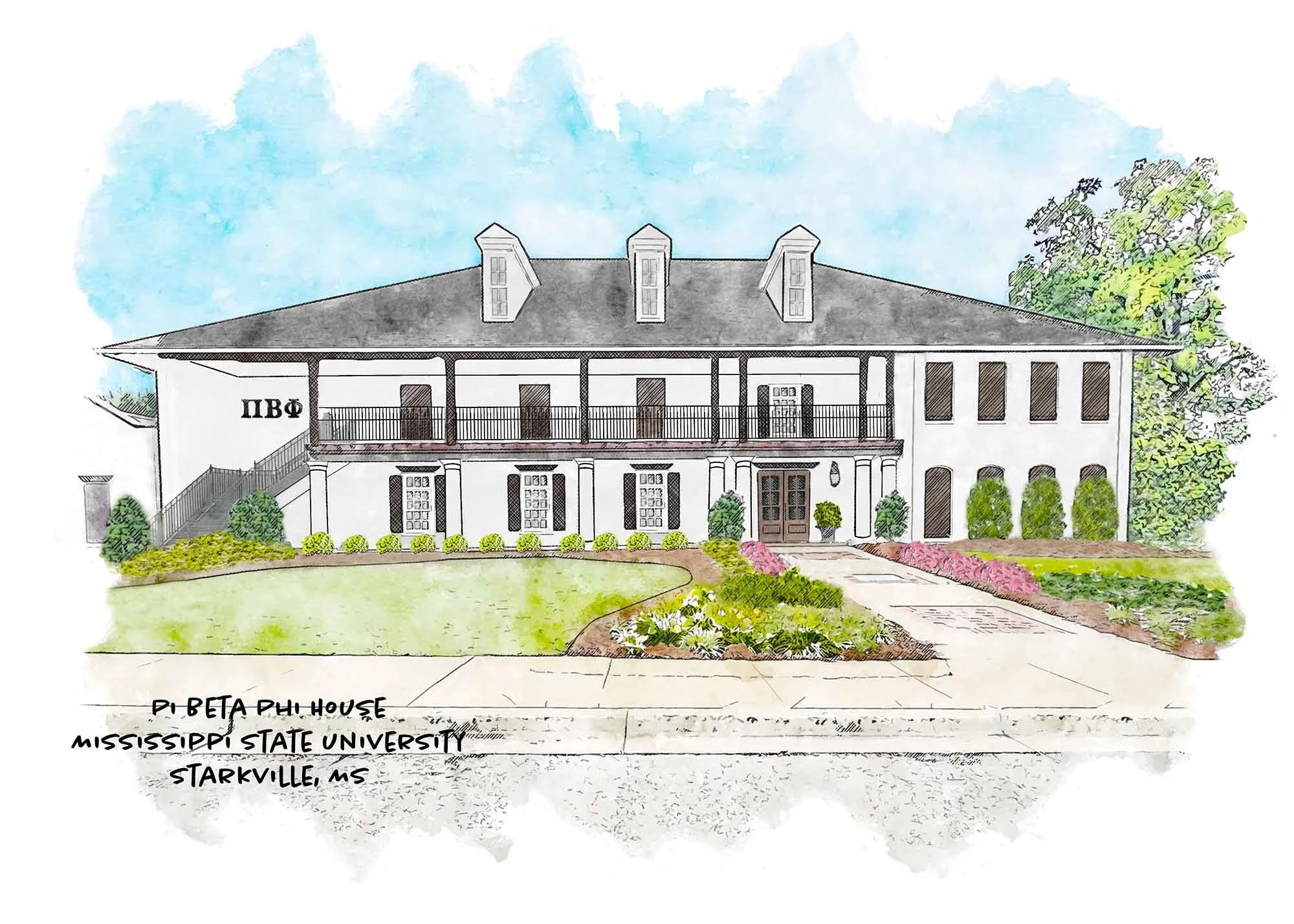 Pi Betha Phi House at Mississippi State University Print.jpg