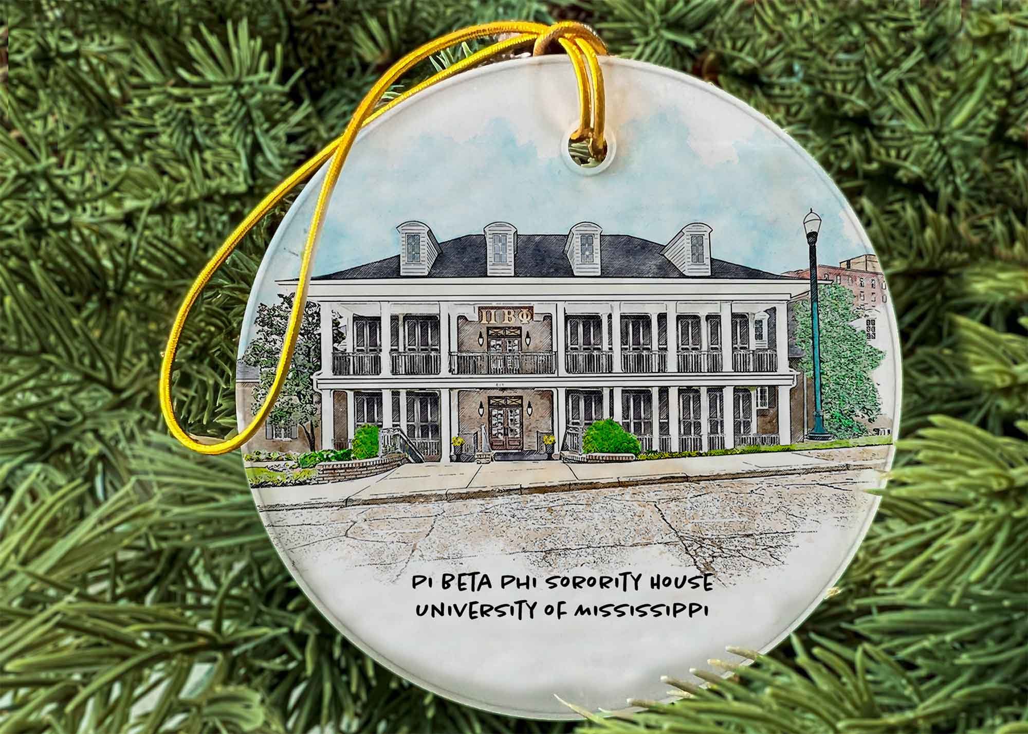 Pi Beta Phi Sorority House at Ole Miss Ornament.jpg