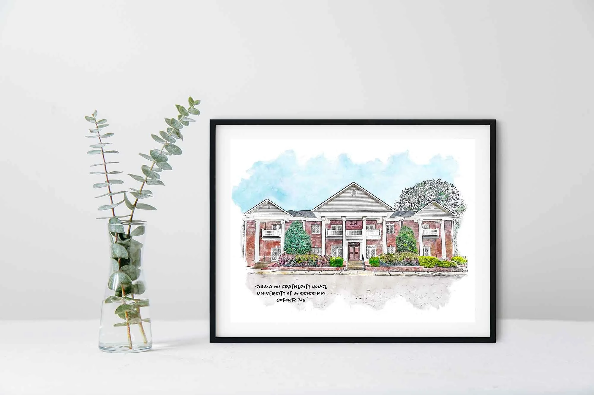 Sigma Nu Fraternity House at Ole Miss Framed Print.jpg