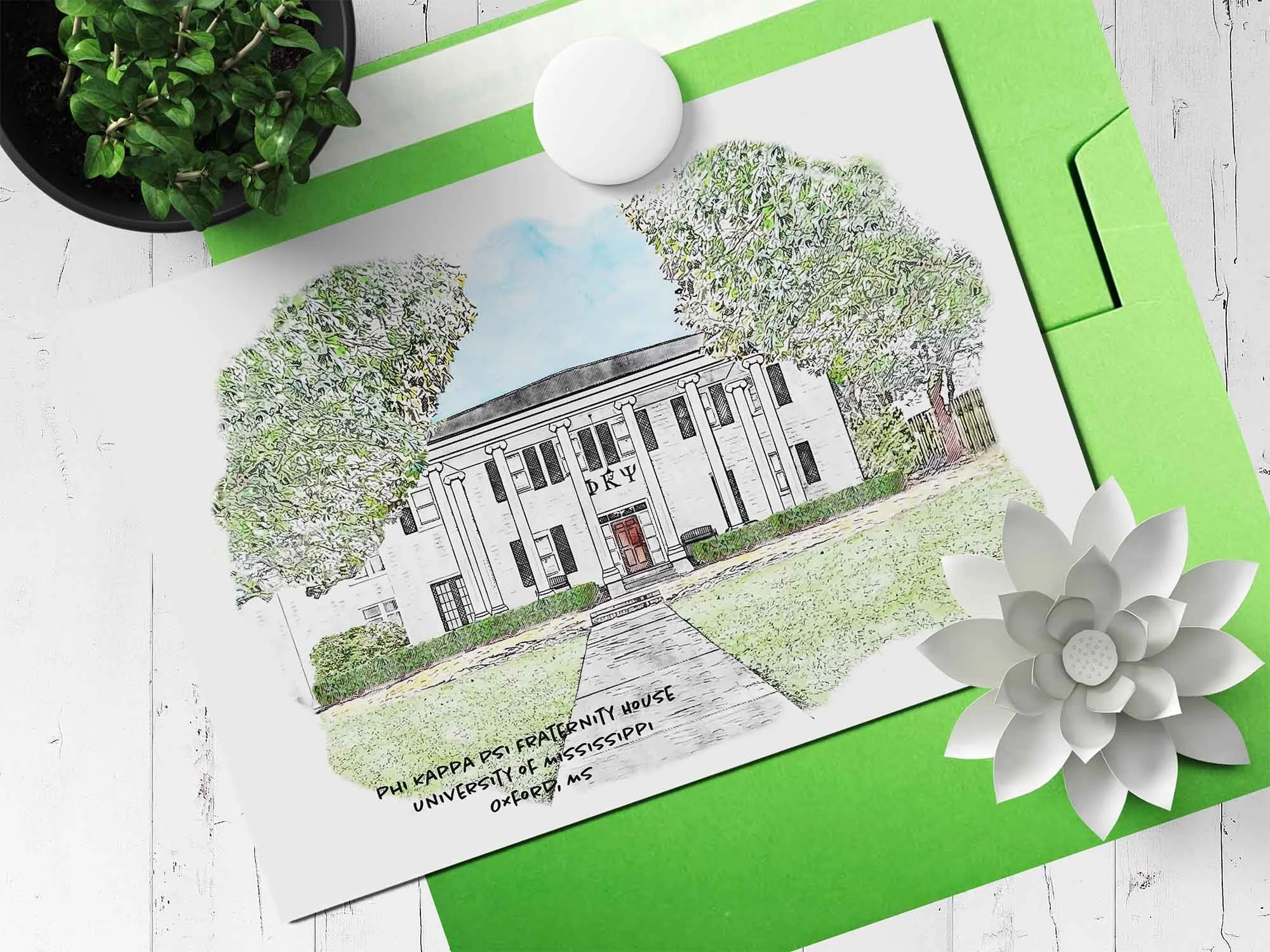 Phi Kappa Psi Fraternity House at Ole Miss Note Card.jpg