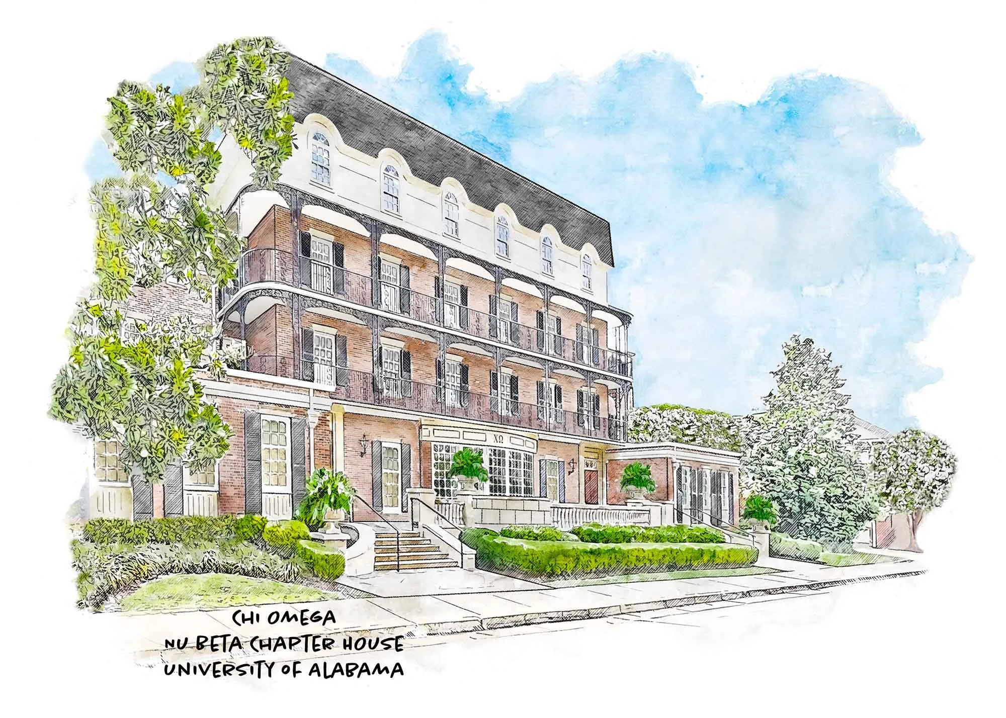 Chi Omega House at the University of Alabama Print.jpg