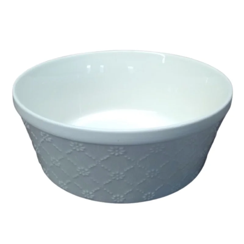 8.5” White Patterned Bowl