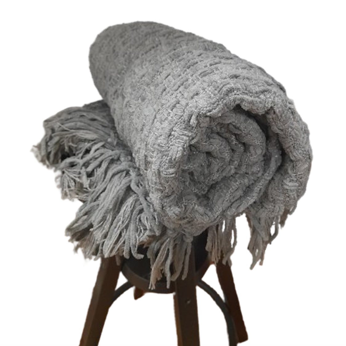 Grey Fringe Blanket