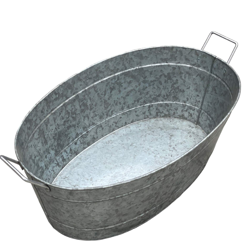 Metal Oval Tub (Small - Silver)