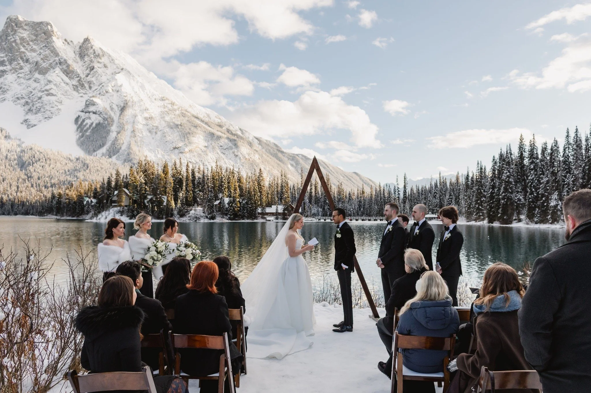 It's hard to picture a more magical backdrop. This Emerald Lake wedding was unforgettable from start to finish. 

#weddingceremony #winterwedding #weddingplanning #albertaweddingplanner #weddinginspo