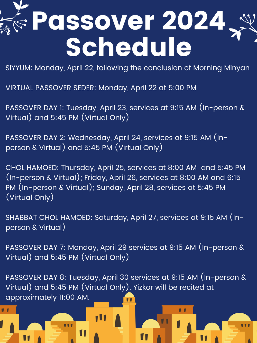 Passover 2024 — Sutton Place Synagogue