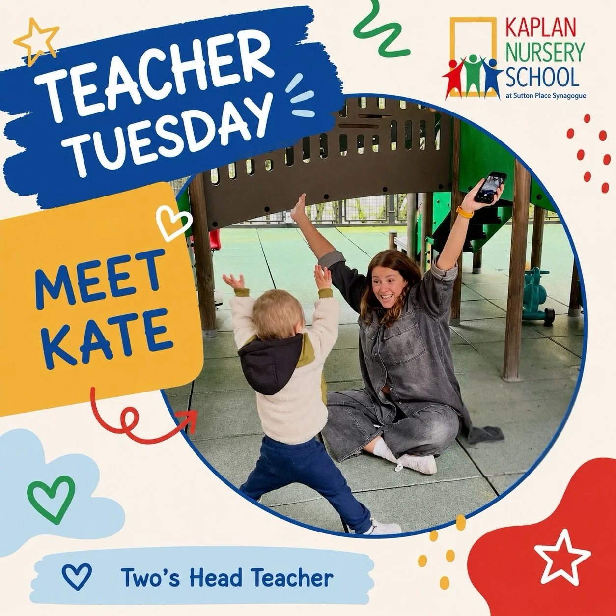 💙 Teacher Tuesday: Meet Kate!

Meet Kate, our Two&rsquo;s Head Teacher! 💙 With a masters from Bank Street College of Education, Kate brings both expertise and so much joy to her classroom. The Two&rsquo;s are truly Kate&rsquo;s &ldquo;sweet spot&rd