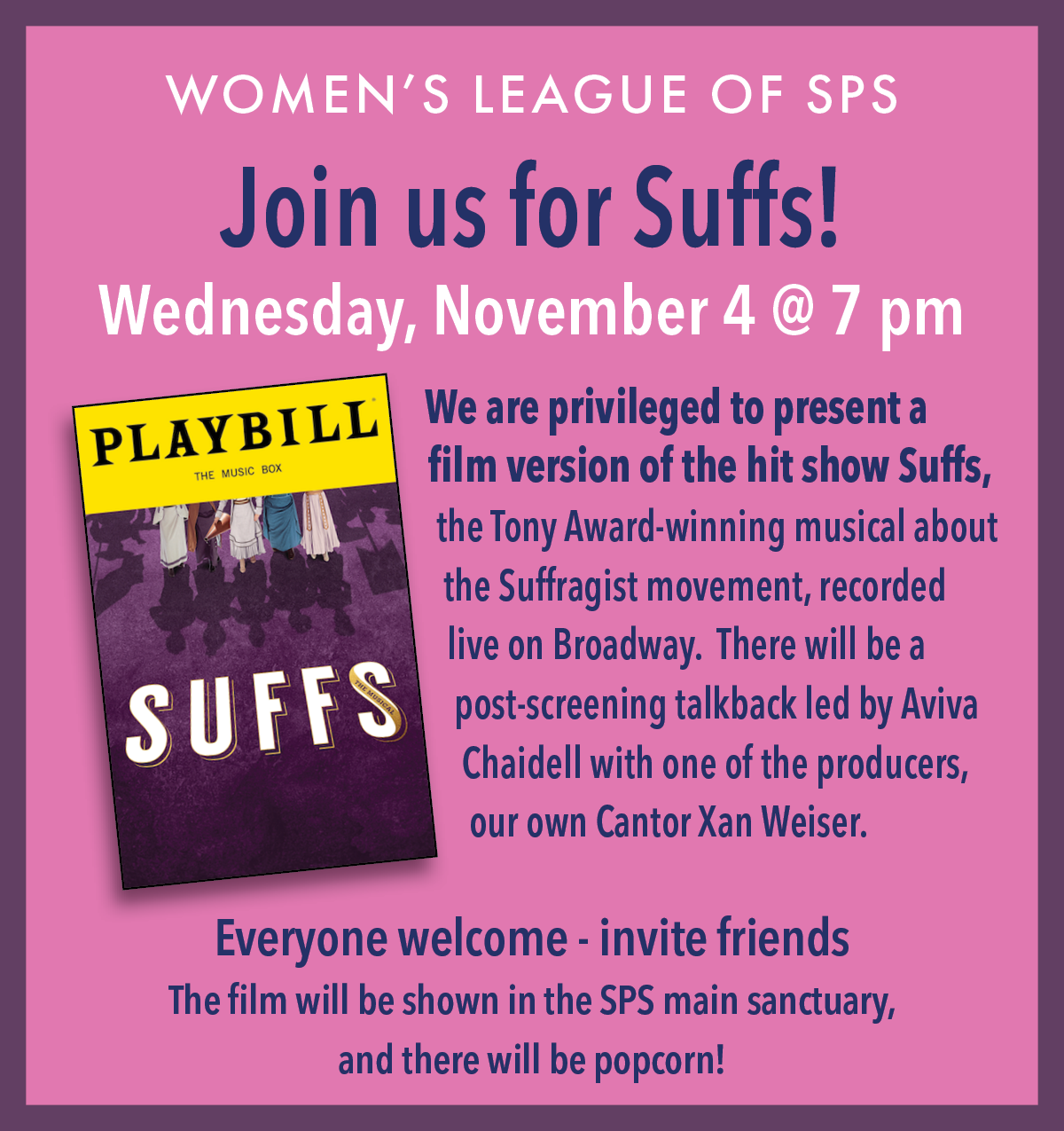 Women’s League of SPS Join us for Suffs!