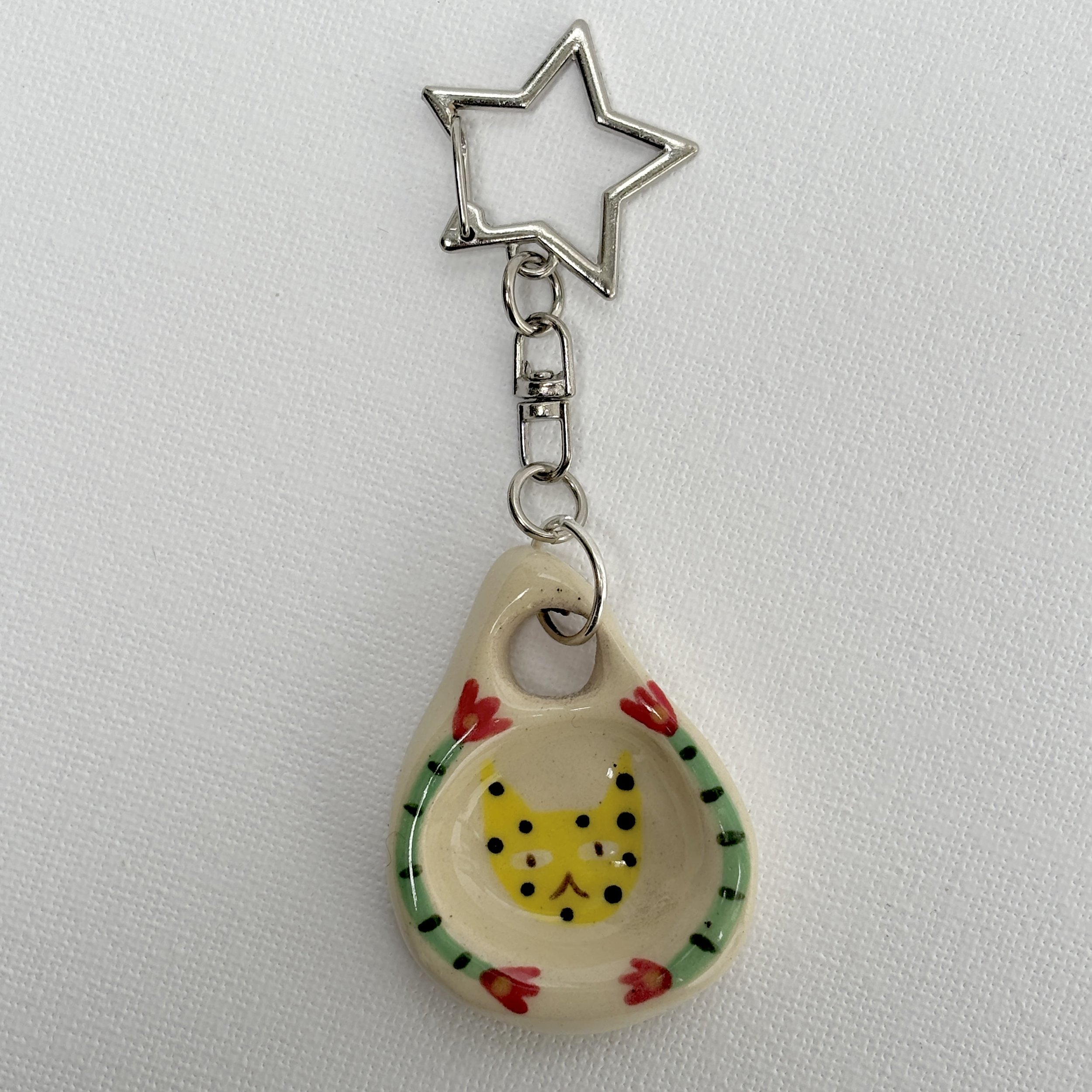 CAT WORRY STONE KEYRING