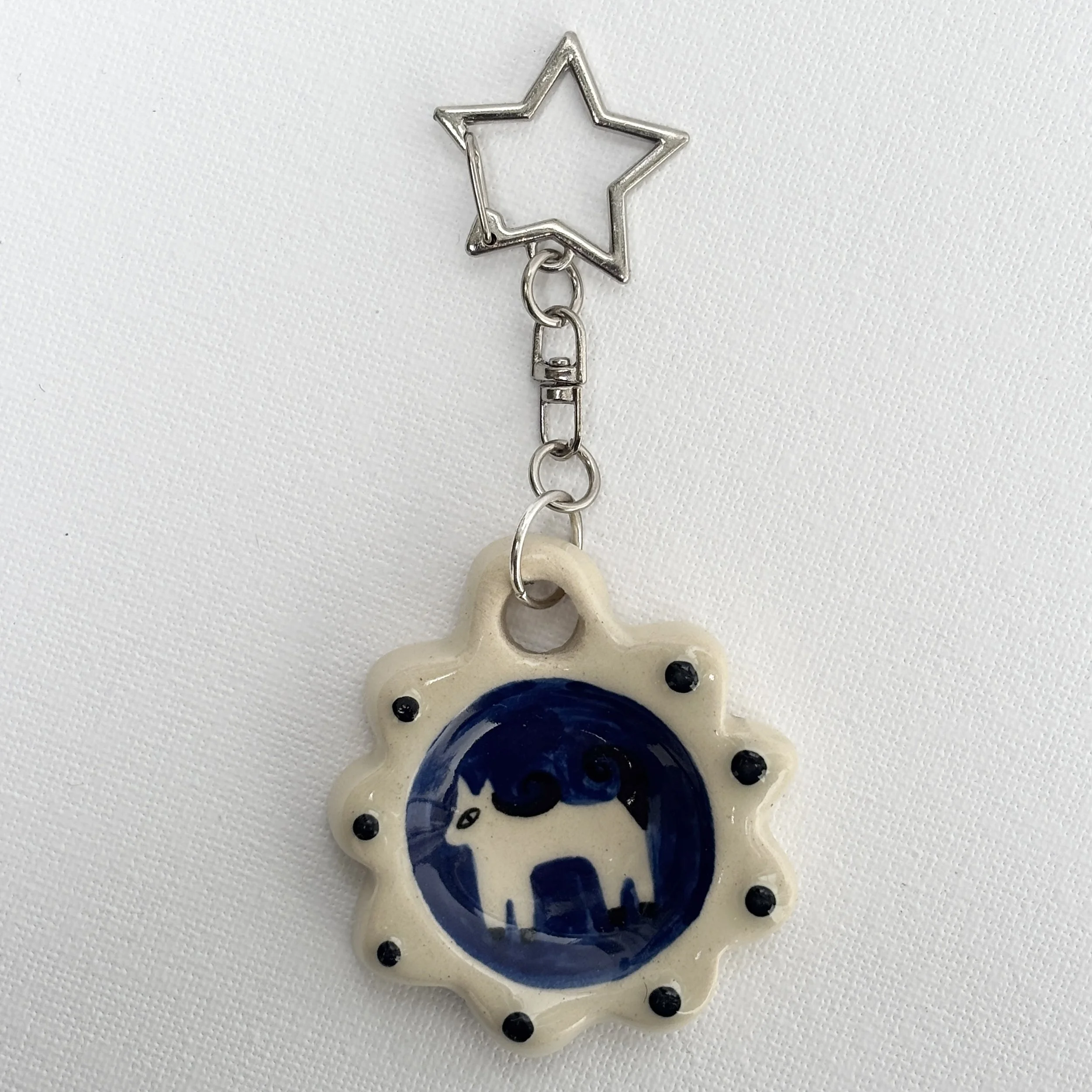BLUE HORSE WORRY STONE KEYRING
