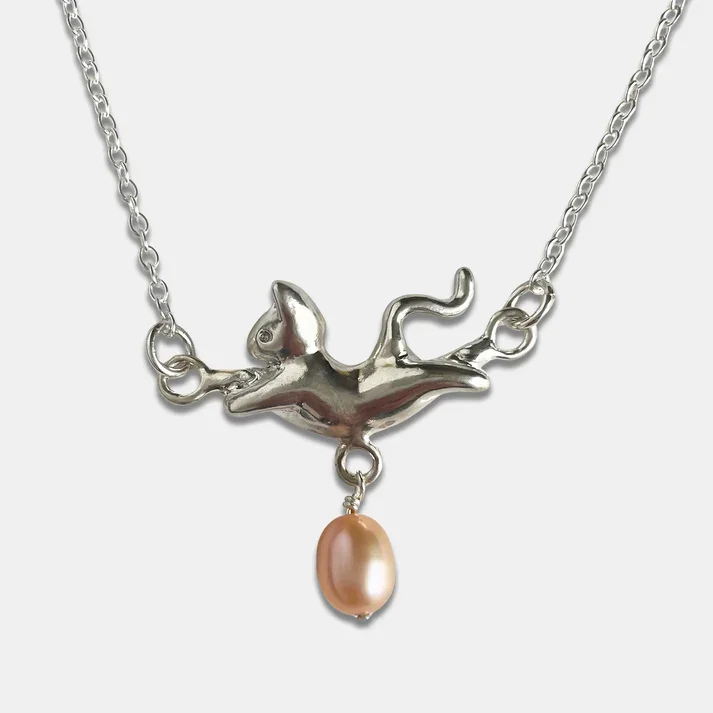 DANCING CAT WITH PEARL NECKLACE