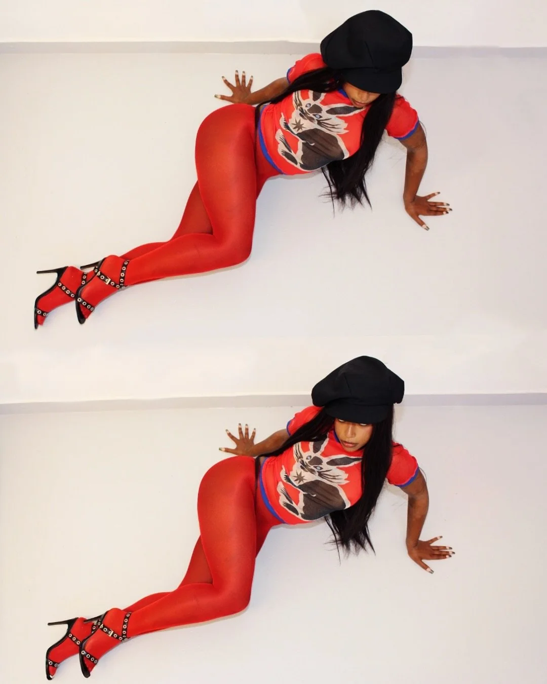 Beautiful Sabine in the red bunny bay tee 🐰 
Restocking online this Thursday at 8pm UK time &hearts;️