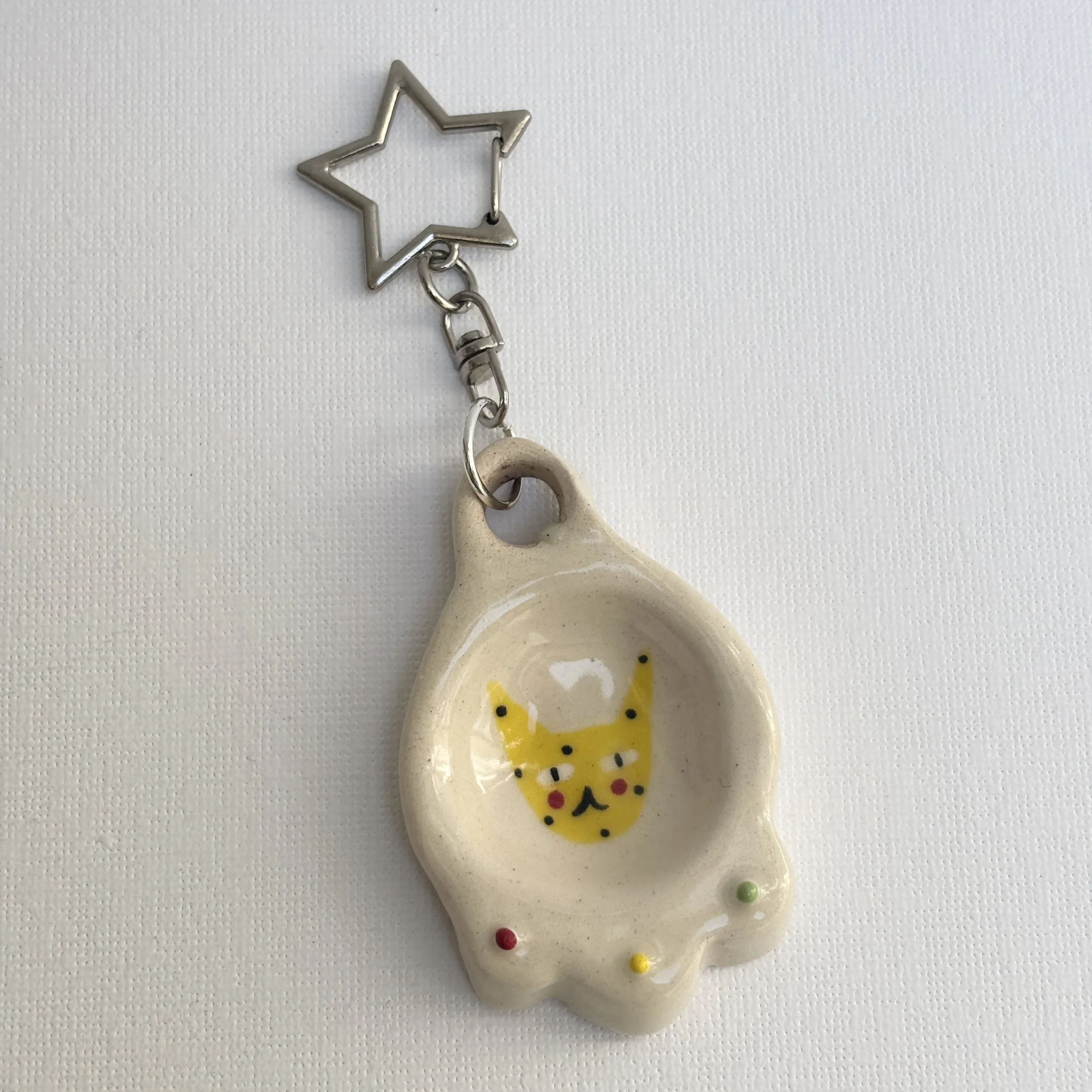 CAT WORRY STONE KEYRING