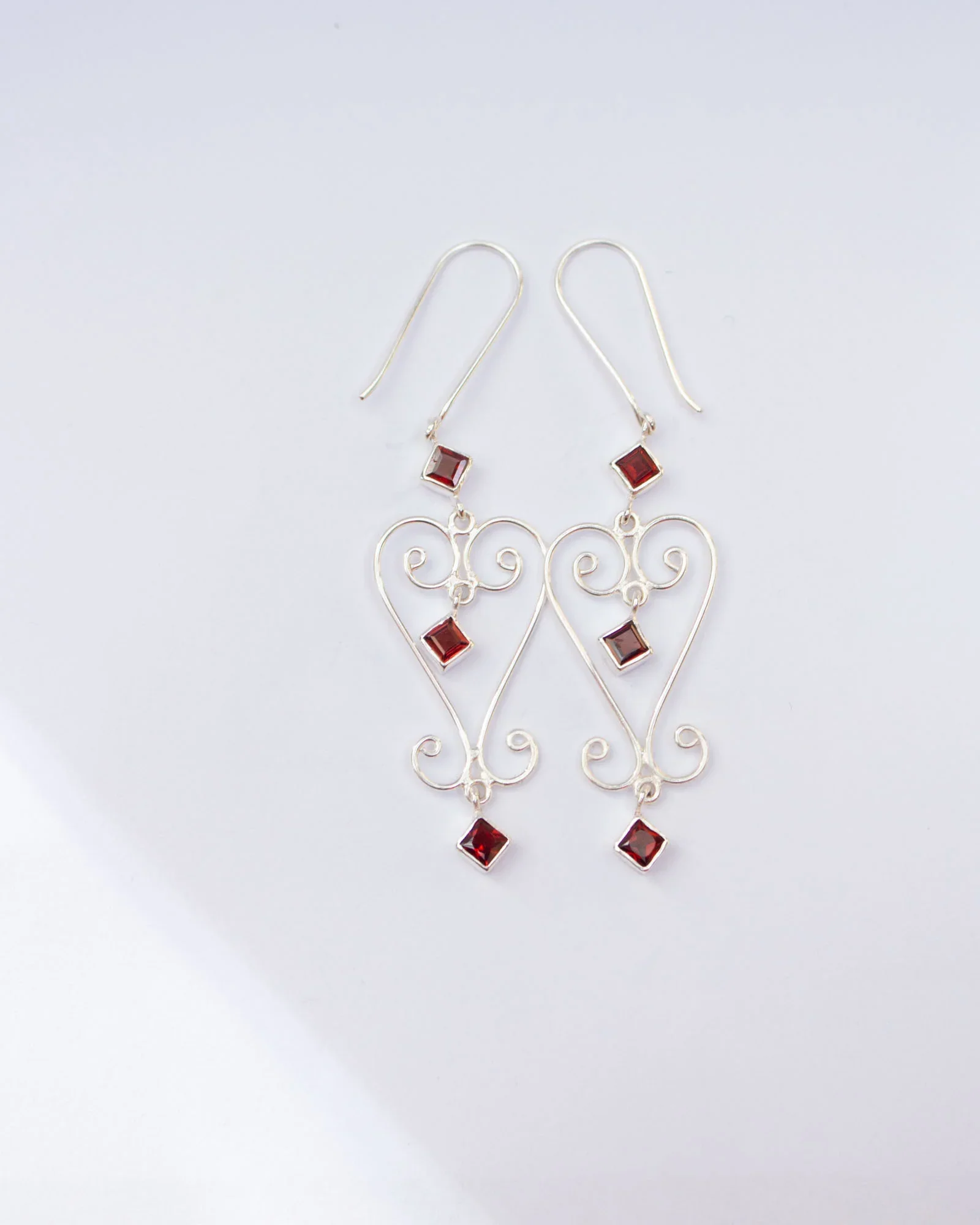 GARNET BABA HEART EARRINGS