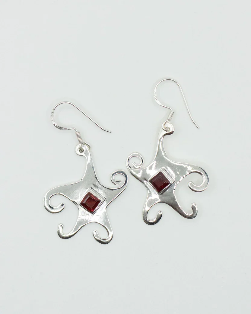 GARNET WHIMSICAL STAR EARRINGS