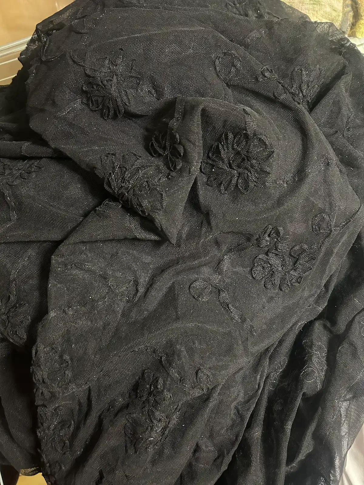 SAMPLE FABRIC - BLACK FLOWER MESH