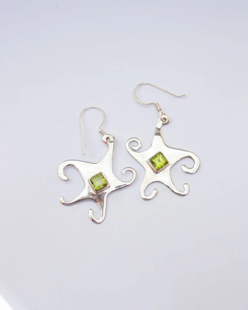 PERIDOT WHIMSICAL STAR EARRINGS