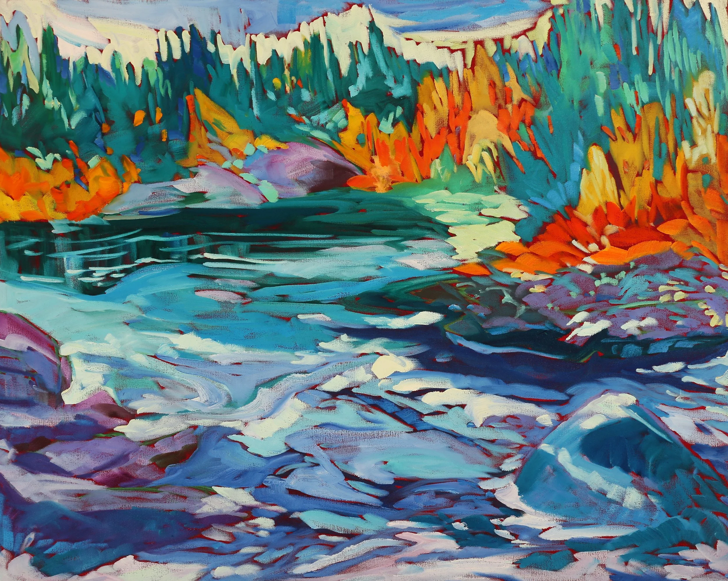 Rapids on the Kam River, oil on canvas, 24x30", $2600.