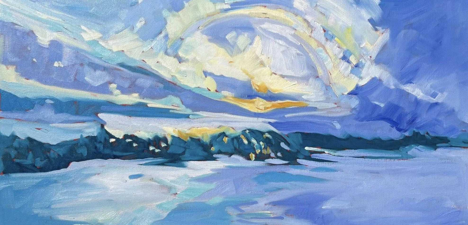 Evening Sky, oil on canvas, 12x24", $420.