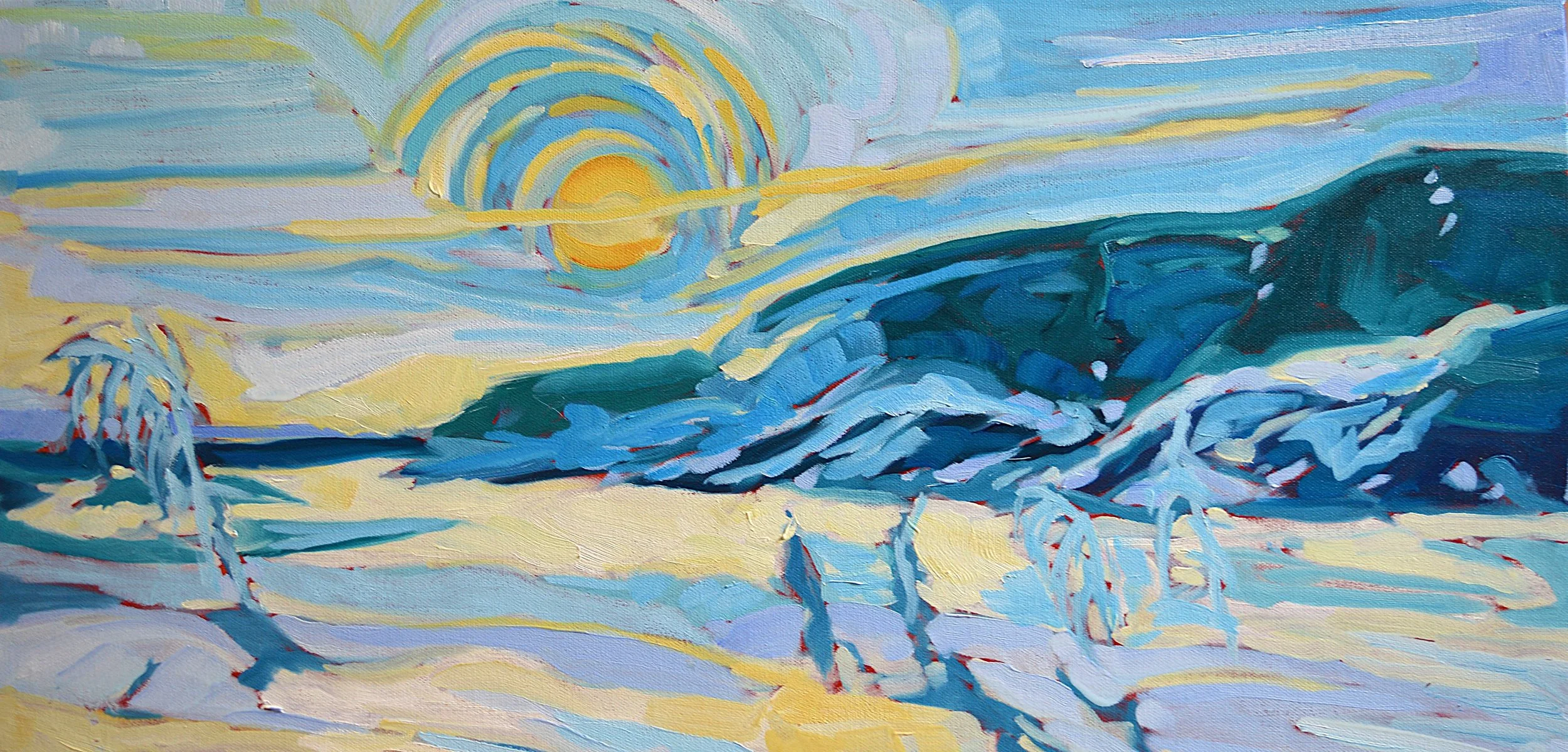 Rising, oil on canvas, 12x24", $420.