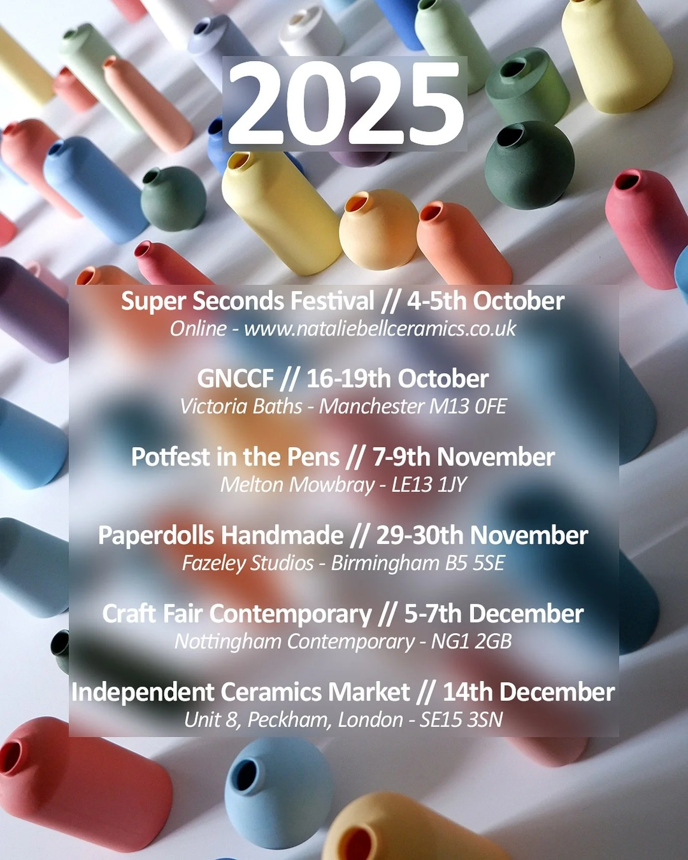 2025! 
Just a little post to show how the rest of the year is shaping up, tomorrow from 10AM @supersecondsfestival 
Followed by @great_northern_events in Manchester 
Prepping for these two at the same time has been wild, and I am tired 😂 
Then it&rs